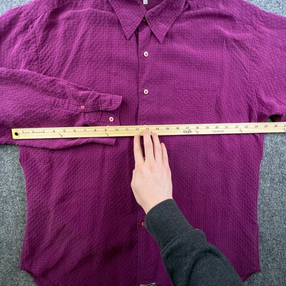 Ted Baker London Mens Long Sleeve Button Up Shirt Size 4 Purple Check Polynosic - Picture 4 of 14